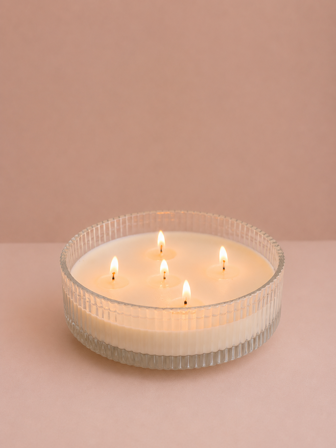 Extra Large Clear Ribbed Bowl Candle