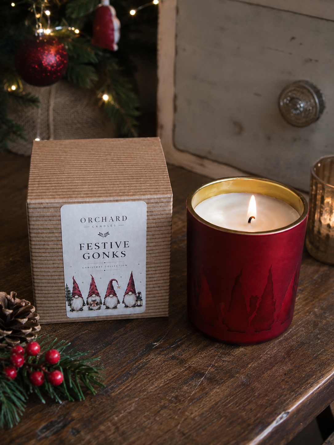 Festive Gonks Christmas Candle