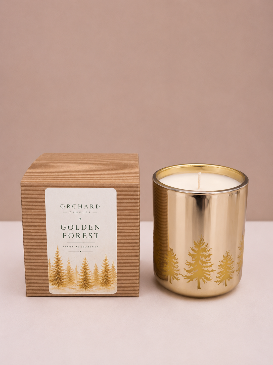 Golden Forest Christmas Candle
